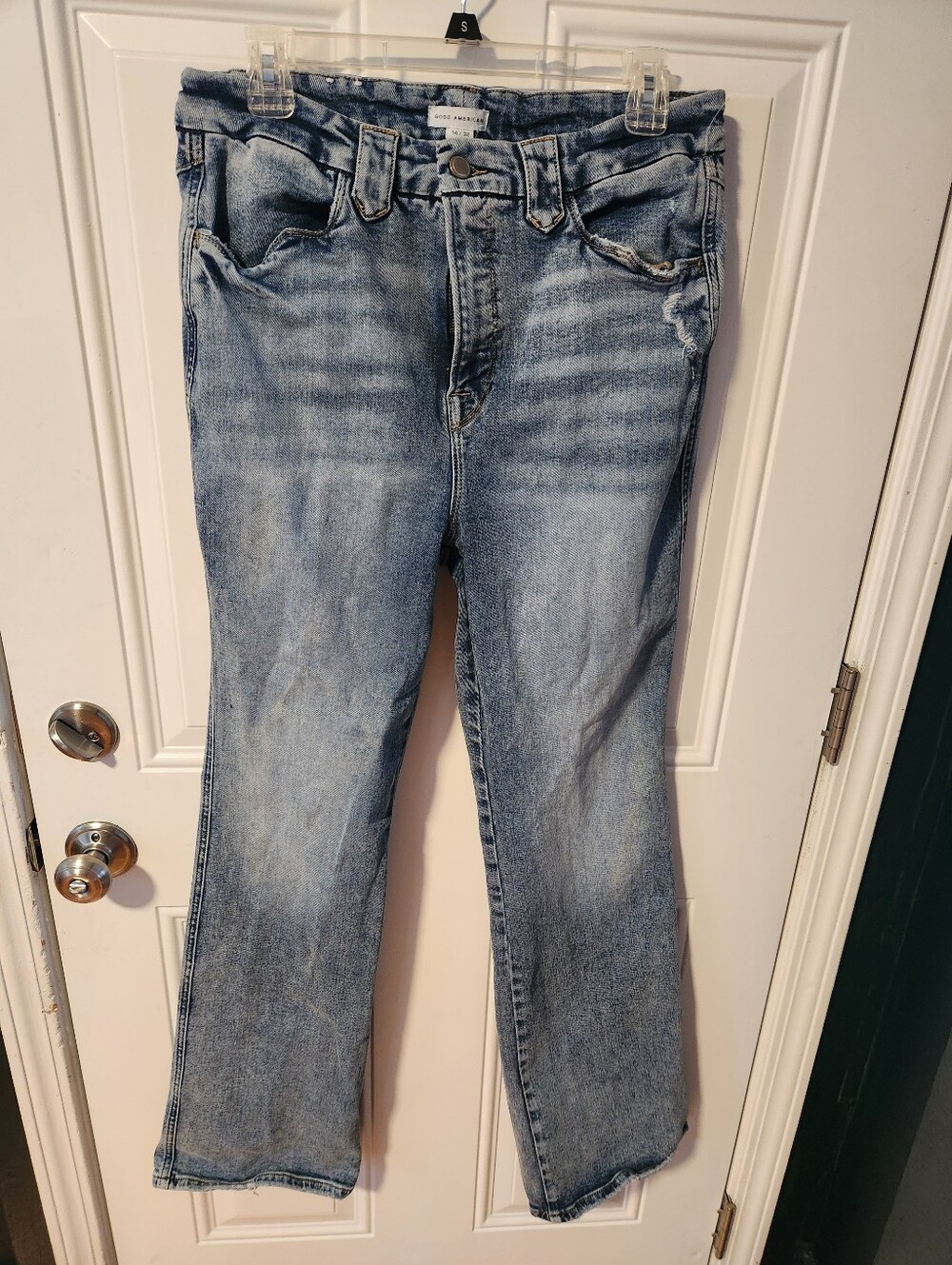 Good American Medium Wash Bootcut Blue Jeans Size 14/32